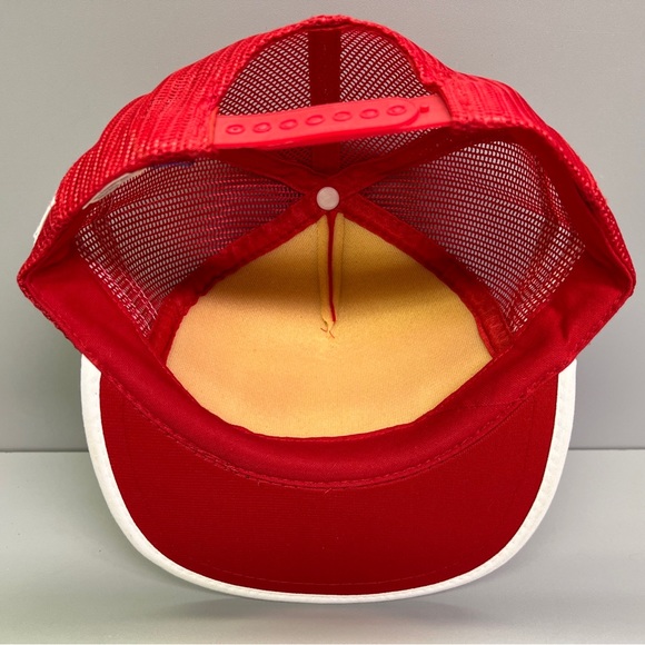 Vintage 3 Stripe Bi Lo Gas Hat Cap Red White Snap Back Trucker Mesh Foam - Picture 7 of 8